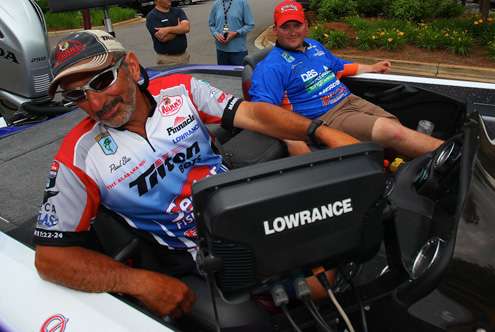 Ott Defoe fished out of an aluminum Tracker boat on the final day of competition. 
