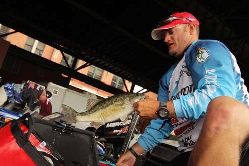 <p>Rookie Hank Cherry enjoys the fishing on Saturday.</p>
