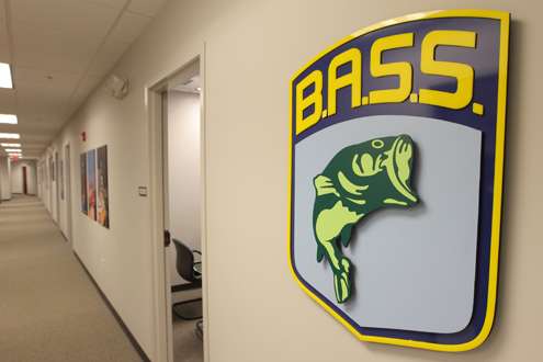 <p>The iconic B.A.S.S. shield is prominently displayed on one of the main hallways.</p>
