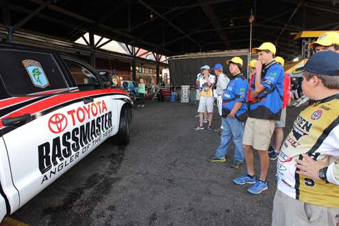 <p>Toyota trucks tow anglers boats for the weigh-in.</p>
