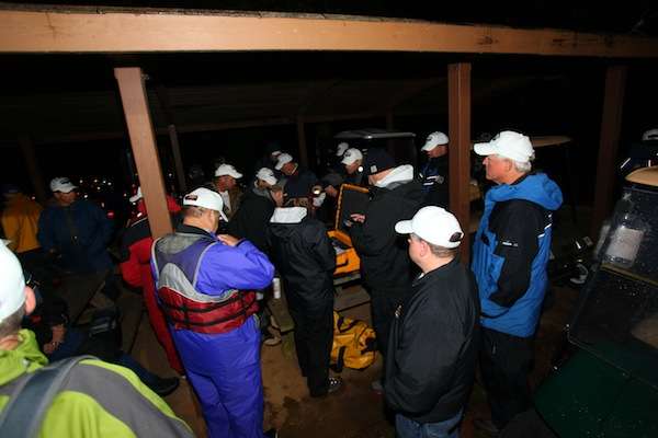 <p> </p>
<p>Day Three marshals gather to collect their BassTrakk phones prior to takeoff. </p>
