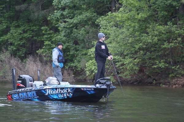 <p>Brandon Card works a topwater nearby.</p>

