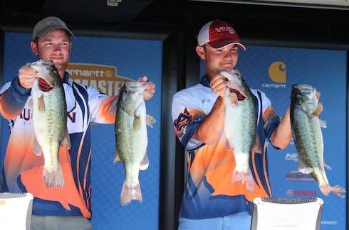<p>Jordan Lee and Shane Powell of Auburn sit in 4th with 20-12 on day one. </p>
