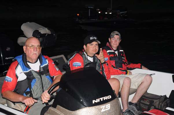 <p>Missouri juniors Charlie Baker and Brian Pahl with boat captain John Blankenbeker.</p>
