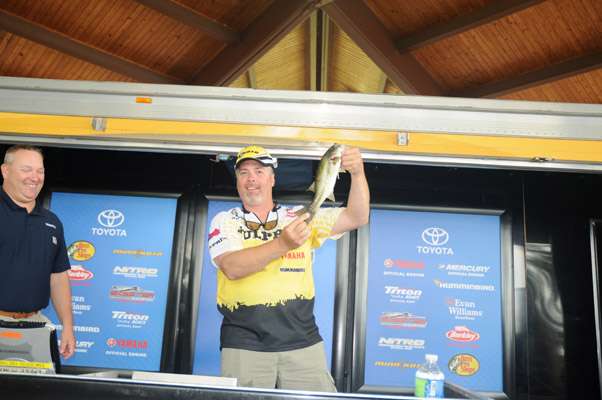 <p>Nick Carroccio of Texas weighed in the smallest bass of the day with a 1-05 fish.</p>
