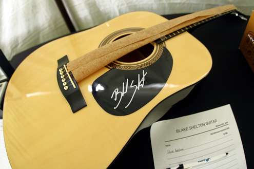 <p>One of the sought after items for auction was this guitar autographed by country music star Blake Shelton. </p>
