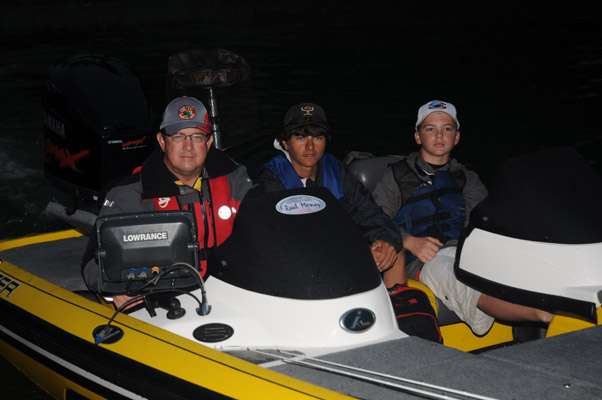 <p>Boat captain Brent Stafford takes out Texas juniors Hunter Muncrief and Tristin Riddle.</p>
