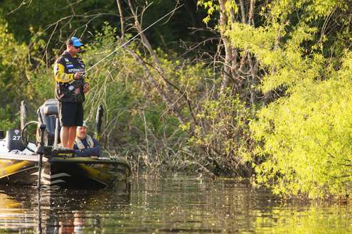 <p>Bobby Lane started the morning fishing shallow willow bushes. </p>
