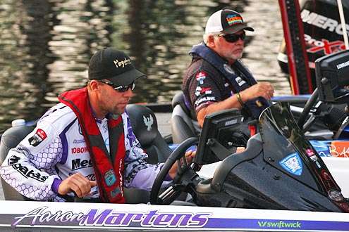 <p>Martens and Biffle engage their throttles as Day Four is about to get under way.</p>
