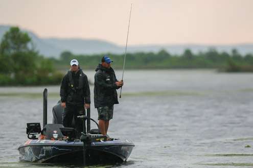 <p>Byron Haseotes and his Marshal battle the elements early on Day Two. He was 93rd with 7 pounds, 7 ounces after Day One.</p>
