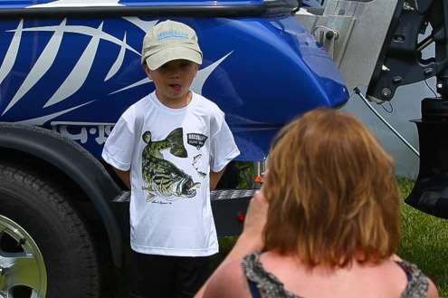 <p>This young man asked to have his photo taken next to the Shimano wrapped Skeeter.</p>
