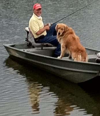 <p>Boyd Duckett spends time fishing with his dog, George, at his lakehouse. "George is my best friend and does everything with me!" said Duckett. "He goes to work with me every day and rides everywhere in the truck. The only time George doesn't get to go is to the Elite events because Trip won't let him be a Marshal!"</p>
