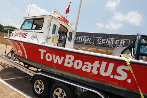 <p>The BoatU.S. towboat was parked in front of the registration area.</p>
