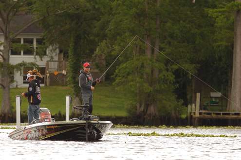 <p>Chad Morgenthaler fishes around pads.</p>
