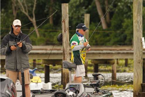 <p>Evans and his co-angler, Phil Thalheimer works hard.</p>
