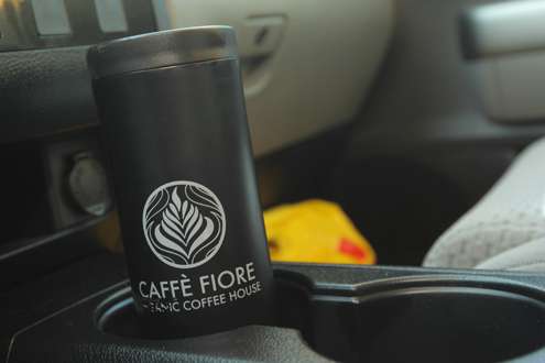 <p>Coffee is his friend on long drives. </p>
