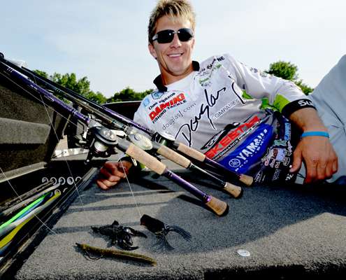 <p>Michigan's Chad Pipkens digs into the slop with Spro's Dean Rojas Bronzeye Poppin' Frog, Poor Boys' Jerk Worm and Damiki's Knock Out creature bait.</p> 
