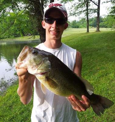 <p>"I caught this girl on Aug. 28, 2011, on a 5-inch Yum tube jig," said Austin Volmert. The bass weighed 5 pounds and was caught in Hickory Creek Pond in Washington, Mo.</p>
