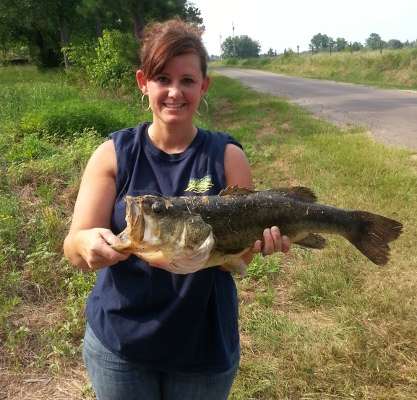 <p>Jami Longacre caught this 4 1/2-pounder out of a small pond near Bloomburg, Texas, on July 4.</p>
