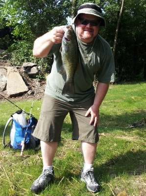 <p>Corey Greenan caught this smallmouth bass in a forked creek off the Kankakee River in Illinois.</p>
