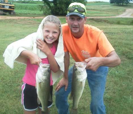 <p>Damon and Heather Pierce caught these beauties on July 4. "They weighed 3 pounds each," said Damon. "The lake is about 5 acres on a friend's farm."</p>
