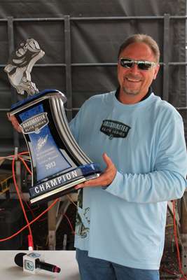 <p>Zacher enjoyed his backstage tour and even got to hold the Elite Series trophy.</p>
