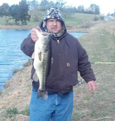 <p>"This bass was caught in a private lake about a mile from my house," said John White of Calhoun, Ga. "I caught it on Feb. 16. My bait of choice was a Red Eye Shad in sexy shad color. It weighed 9 pounds, 2 ounces. Oh yeah, it was about 35 degrees with a stiff wind that day. And caught several more on the same bait."</p>
