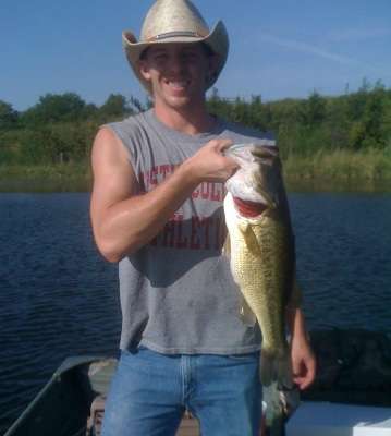 <p>Ryan Elias caught this bass in Howe, Texas, in August 2012.</p>
