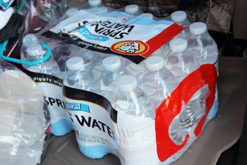 <p>Got to stay hydrated out on the water. Gary keeps a case of water in his car. </p>
