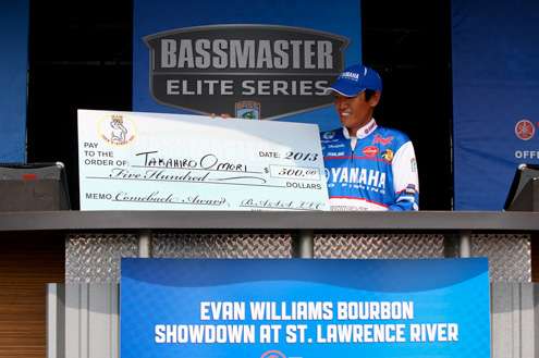 <p>Takahiro Omori picked up a Comeback Award in the form of a bonus check for $500.</p>
