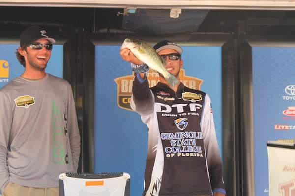 <p>Neal Combs of Seminole State College won the smallest bass of the day award bringing in one fish for 15 ounces.</p>
