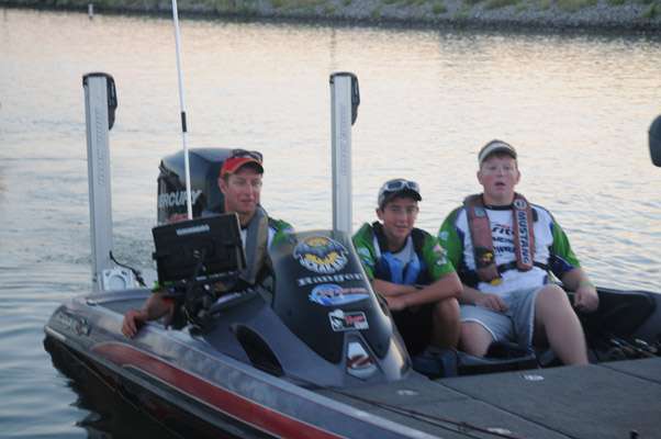 Indiana juniors Brody McWilliams and Beau Ashcraft with boat captain Darin Ashcraft.