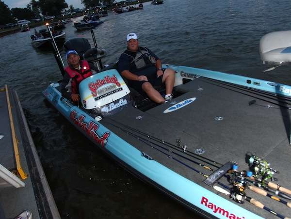 <p>James Niggemeyer makes his way through boat check.</p>
