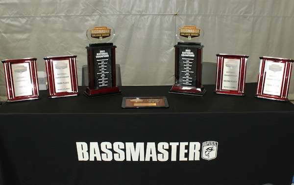 <p>The National Championship trophies were on display for all the anglers to see.</p>
