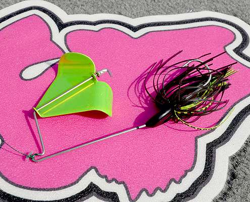 <p>A 3/8-ounce War Eagle buzzbait sporting a bright chartreuse blade and a black skirt draws hard strikes for Short when he is fishing in clear water.</p> 