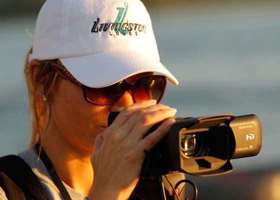 <p>Sondra Rankin of Livingston Lures shoots video of the morning launch.</p>
