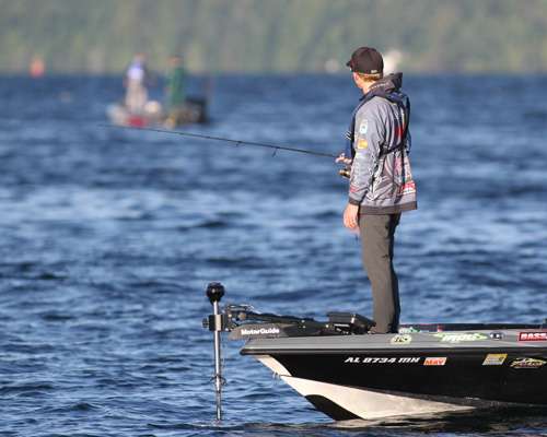 And like the previous days, he shared water with several anglers including Chad Pipkens in the background.