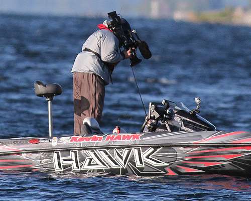 At one point it looked as if Hawk had left the boat to grab the fish.