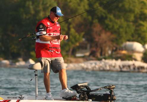 B.A.S.S. photographer James Overstreet spent the morning with Day Two and Three Leader Mark Davis on Lake Erie. 