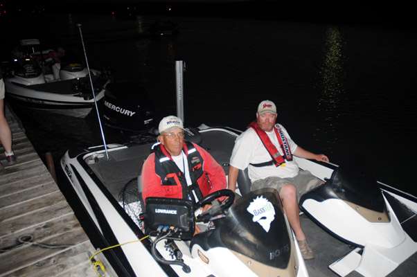 Waiting to take off in Boat No. 1 are Wayne Lindgren and James Maisenbacher.
