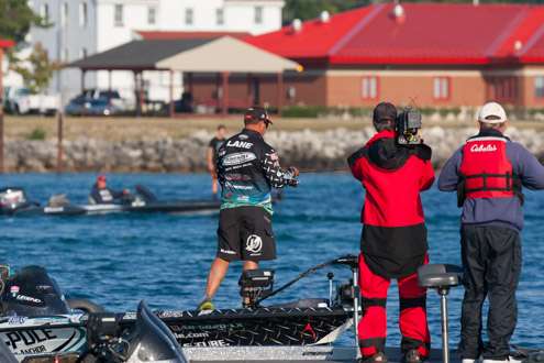 Cameraman Wes Miller got into his camera boat in order to get a different perspective for the Bassmaster TV views.