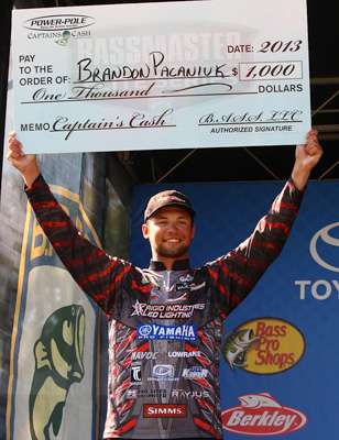 <p>Brandon Palaniuk (24th, 33- 9) grabbed the Power-Pole Captain's Cash $1,000 bonus for his win on the St. Lawrence River.</p>
