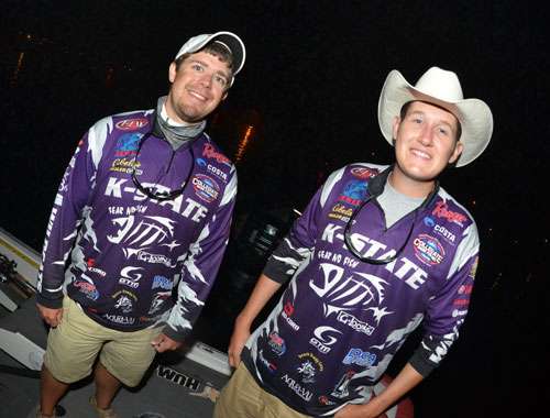 <p>Sam Starr, right, and Alex Fulkerson ready for Day Two of the Carhartt College Series National Championship. The hat is no affectation, either. The University of Montevalloâs Joe Handley said, âItâs the real deal, I guess. He hasnât taken it off yet!â</p>

