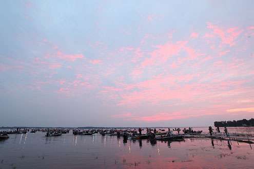 <p>Beautiful morning skies hide a 90 percent chance of rain forecasted for Day One.</p>
