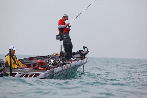 <p>Jason Christie decided to start Day One in Lake St. Clair. Several anglers in the field were making the long run to Lake Erie. </p>
