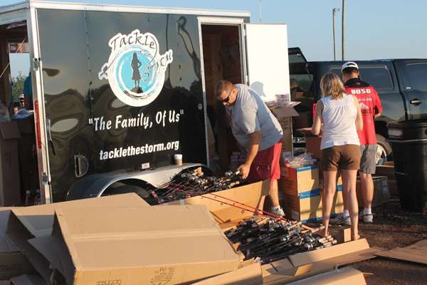 <p>Behind the scenes the rods and reels are unboxed by...</p>
