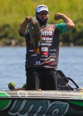 <p>Roumbanis was pumped to land what he estimated was a smallmouth well over 5 pounds</p>
