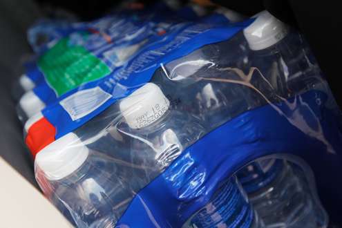 <p>A case of bottled water is an angling staple.</p>
