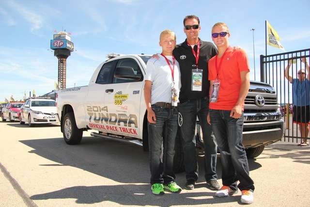 Just prior to the race, the trio posed in front of the official pace truck â a 2014 Toyota Tundra.