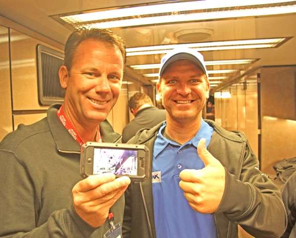 He showed avid hunter Clint Bowyer, driver of the No. 15 Peak Motor Oil Toyota Camry, a trail camera photo of a big whitetail on his cell phone.